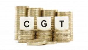 CGT (Capital Gains Tax) on Stacked Coins Isolated White Backgrou