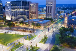 35097909 - view of downtown area in adelaide, south australia, at twilight