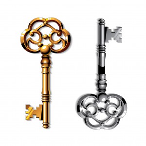 47485702 - gold and silver realistic vintage isolated keys on white background