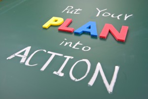 Put Your Plan Into Action, Words On Blackboard