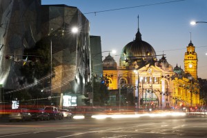 Flinders Station View From Flinders Street Melbourne Australia
